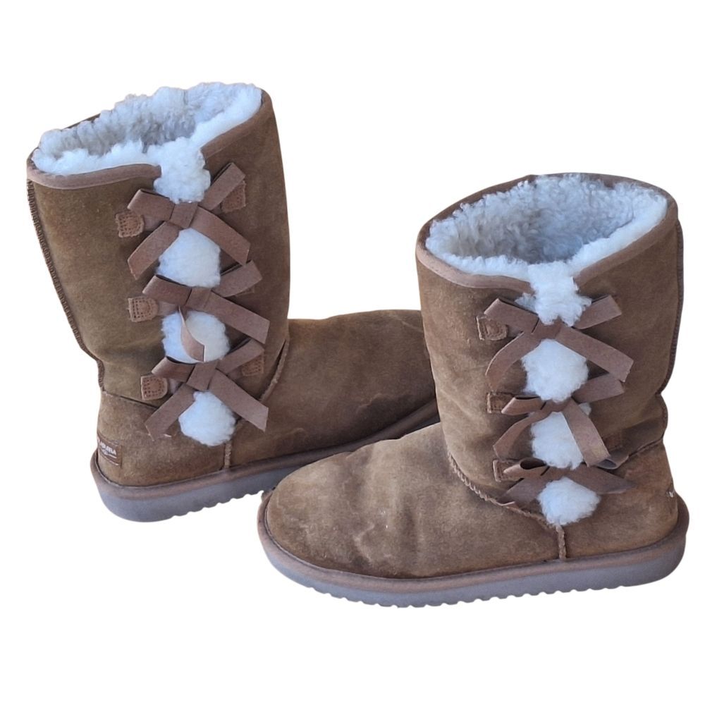 Koolaburra by UGG Victoria Boots Suede Bow Details Tall Chestnut Suede size 9